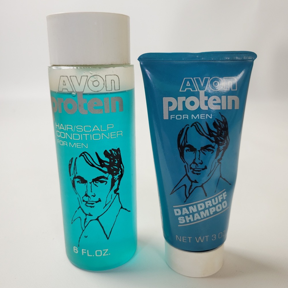 Vintage Avon Protein for Men Dandruff Shampoo and Hair Scalp Conditioner Set